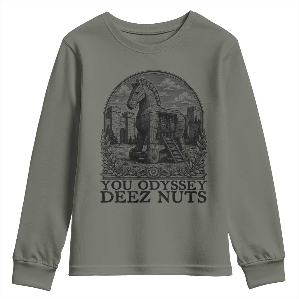 Funny You Odyssey Deez Nuts Trojan Horse Youth Sweatshirt Ancient Greek History Gift