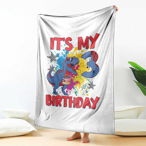Dino Spider Its My 3rd Birthday Throw Blanket Dinosaur Gift For Boys