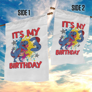 Dino Spider Its My 3rd Birthday Garden Flag Dinosaur Gift For Boys