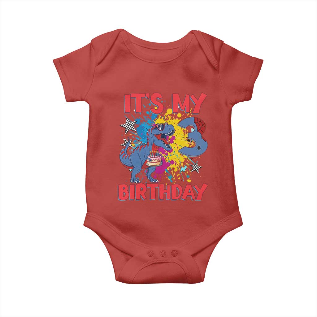 Dino Spider Its My 3rd Birthday Baby Onesie Dinosaur Gift For Boys