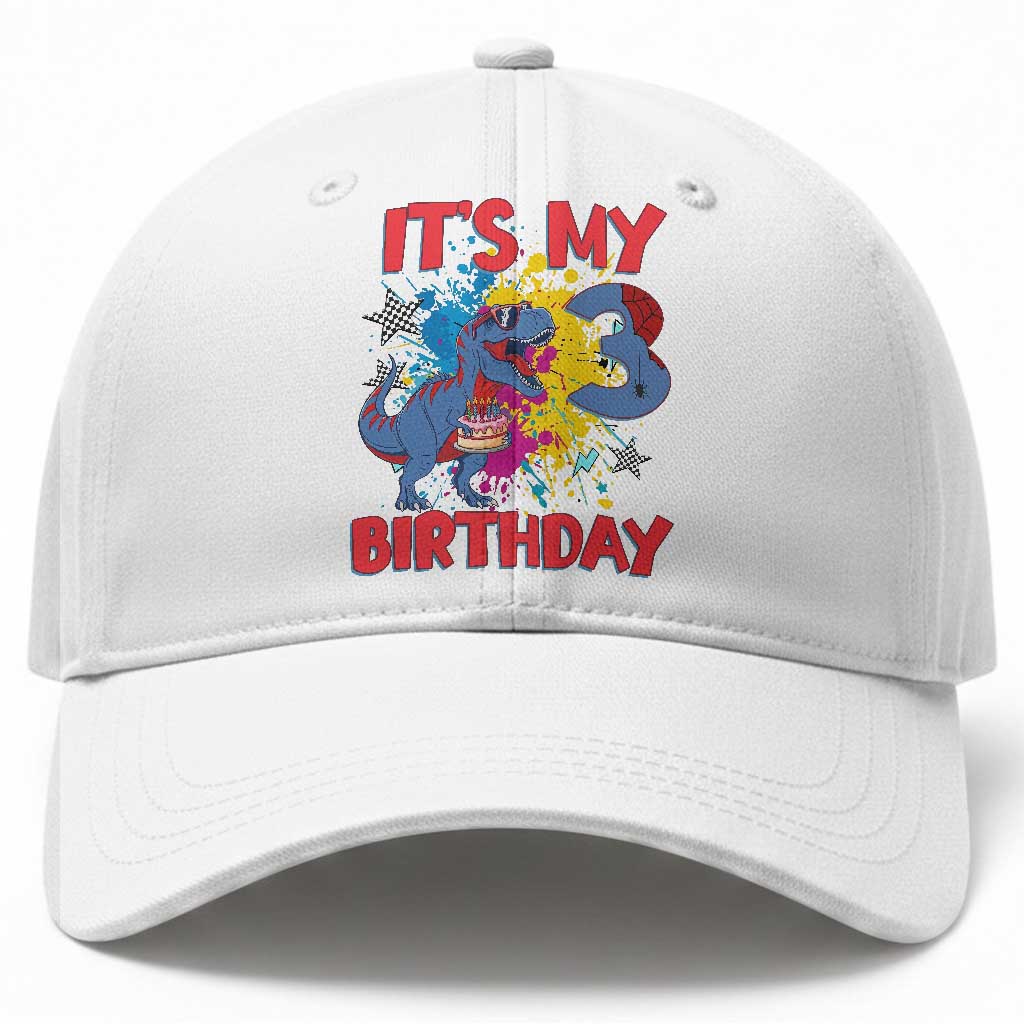 Dino Spider Its My 3rd Birthday Baseball Cap Dinosaur Gift For Boys