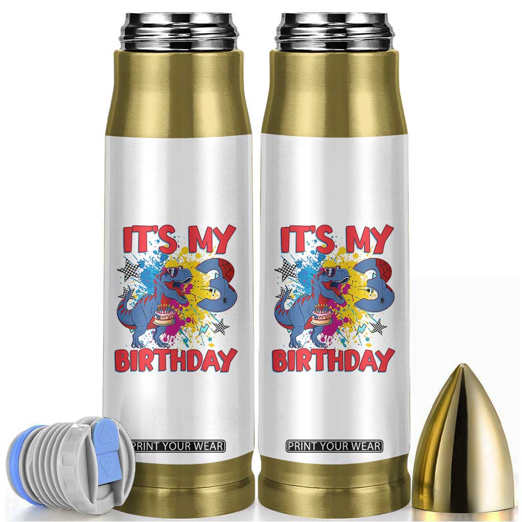 Dino Spider Its My 3rd Birthday Bullet Tumbler Dinosaur Gift For Boys TS12 White Print Your Wear
