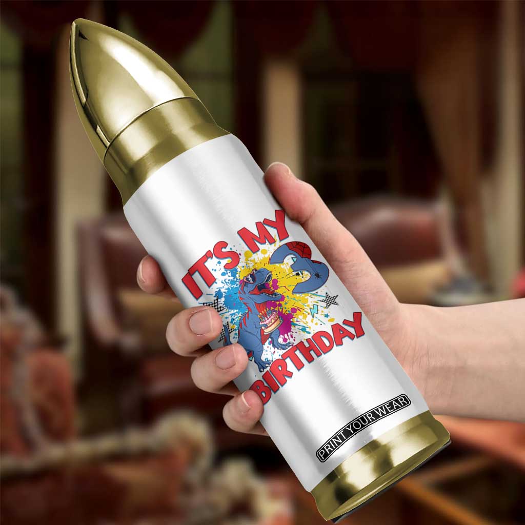 Dino Spider Its My 3rd Birthday Bullet Tumbler Dinosaur Gift For Boys TS12 Print Your Wear