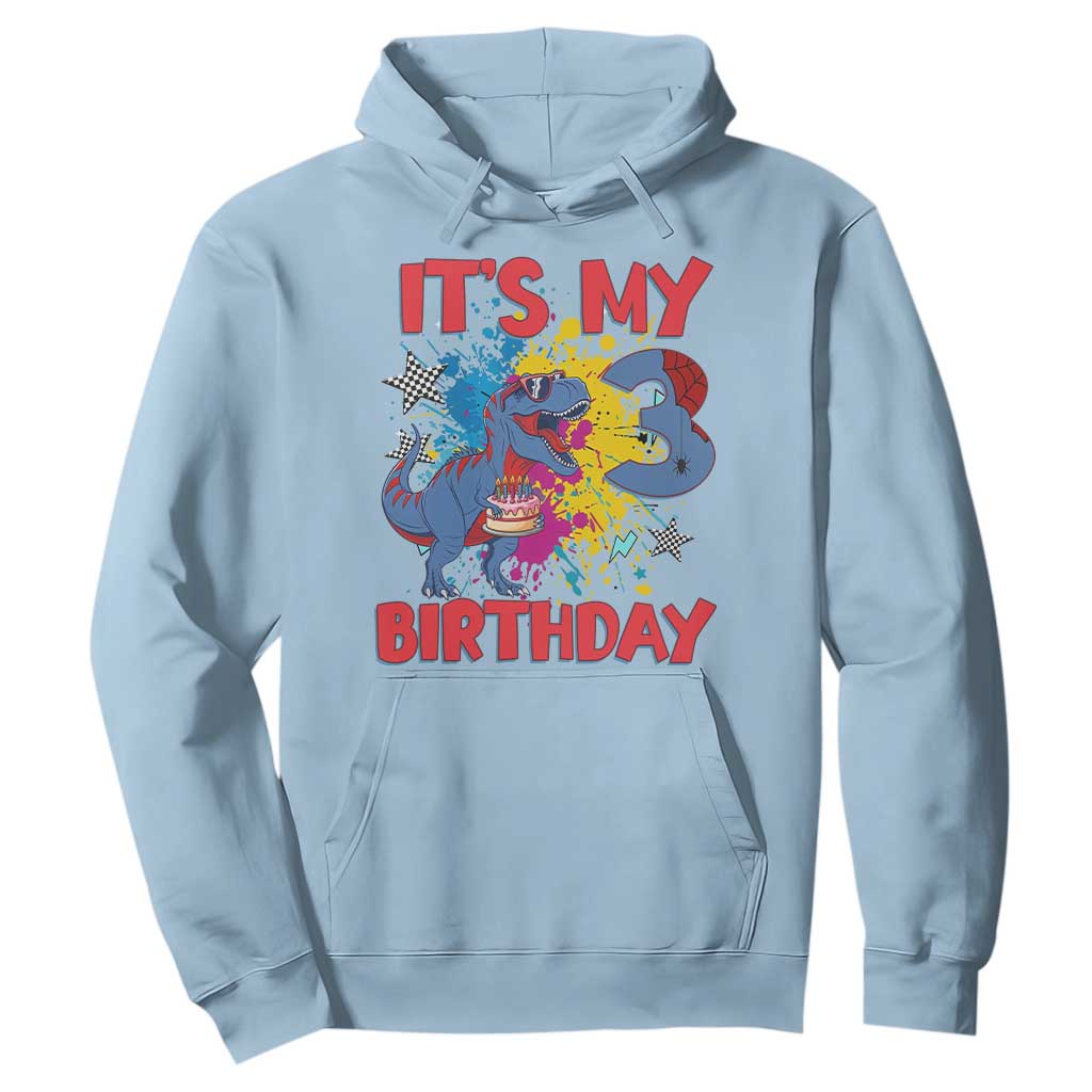 Dino Spider Its My 3rd Birthday Hoodie Dinosaur Gift For Boys