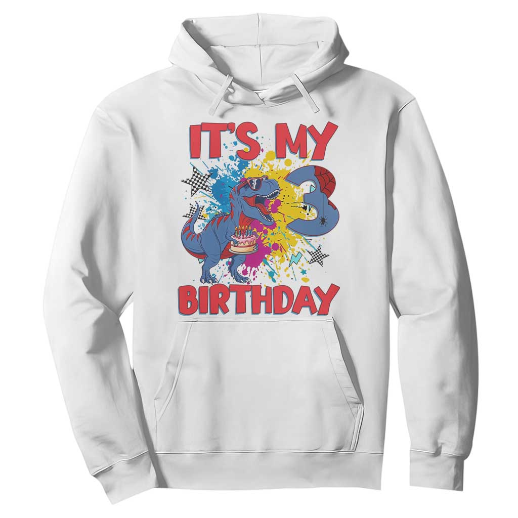 Dino Spider Its My 3rd Birthday Hoodie Dinosaur Gift For Boys