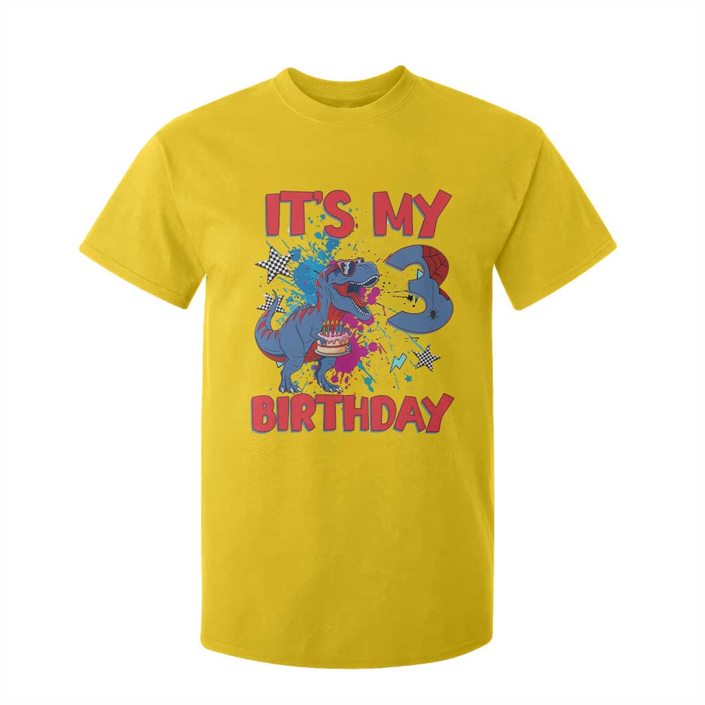 Dino Spider Its My 3rd Birthday T Shirt For Kid Dinosaur Gift For Boys