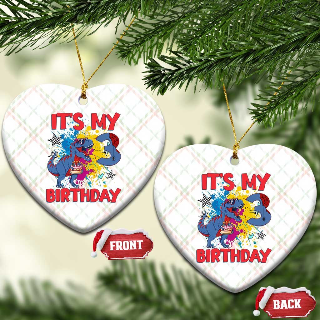 Dino Spider Its My 3rd Birthday Ceramic Ornament Dinosaur Gift For Boys