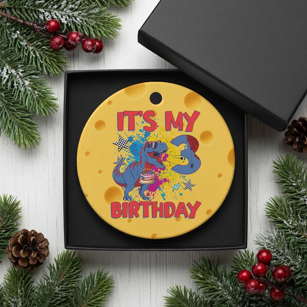 Dino Spider Its My 3rd Birthday Ceramic Ornament Dinosaur Gift For Boys