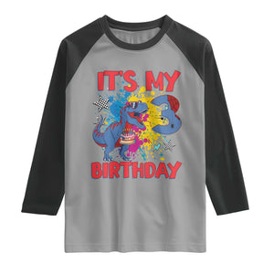 Dino Spider Its My 3rd Birthday Raglan Shirt Dinosaur Gift For Boys