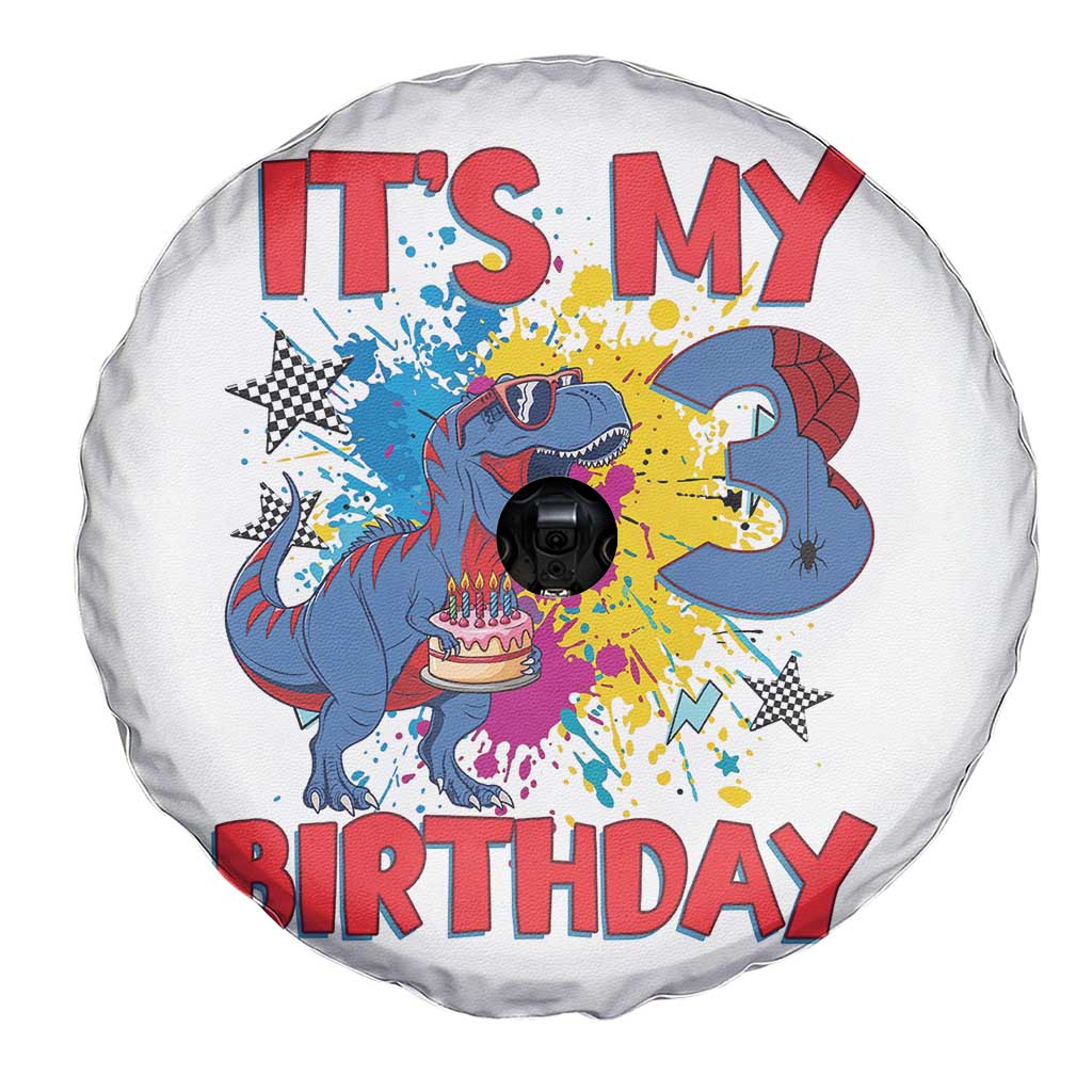 Dino Spider Its My 3rd Birthday Spare Tire Cover Dinosaur Gift For Boys TS12 Print Your Wear