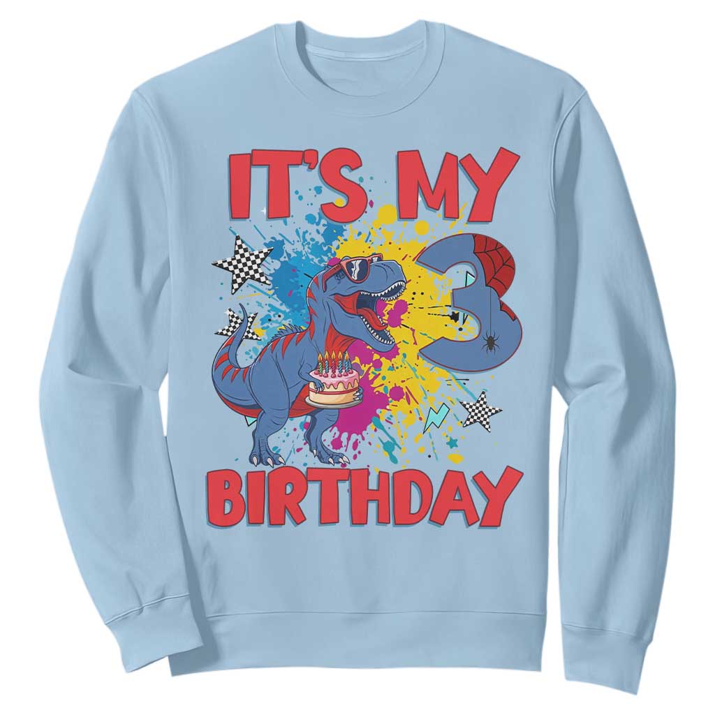 Dino Spider Its My 3rd Birthday Sweatshirt Dinosaur Gift For Boys