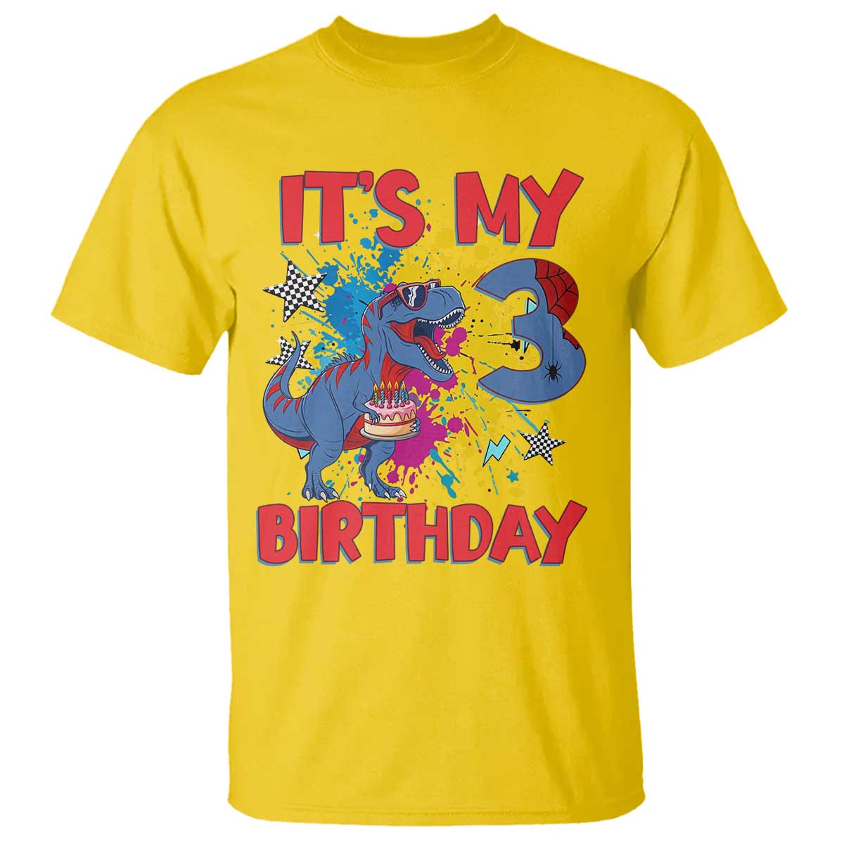Dino Spider Its My 3rd Birthday T Shirt Dinosaur Gift For Boys