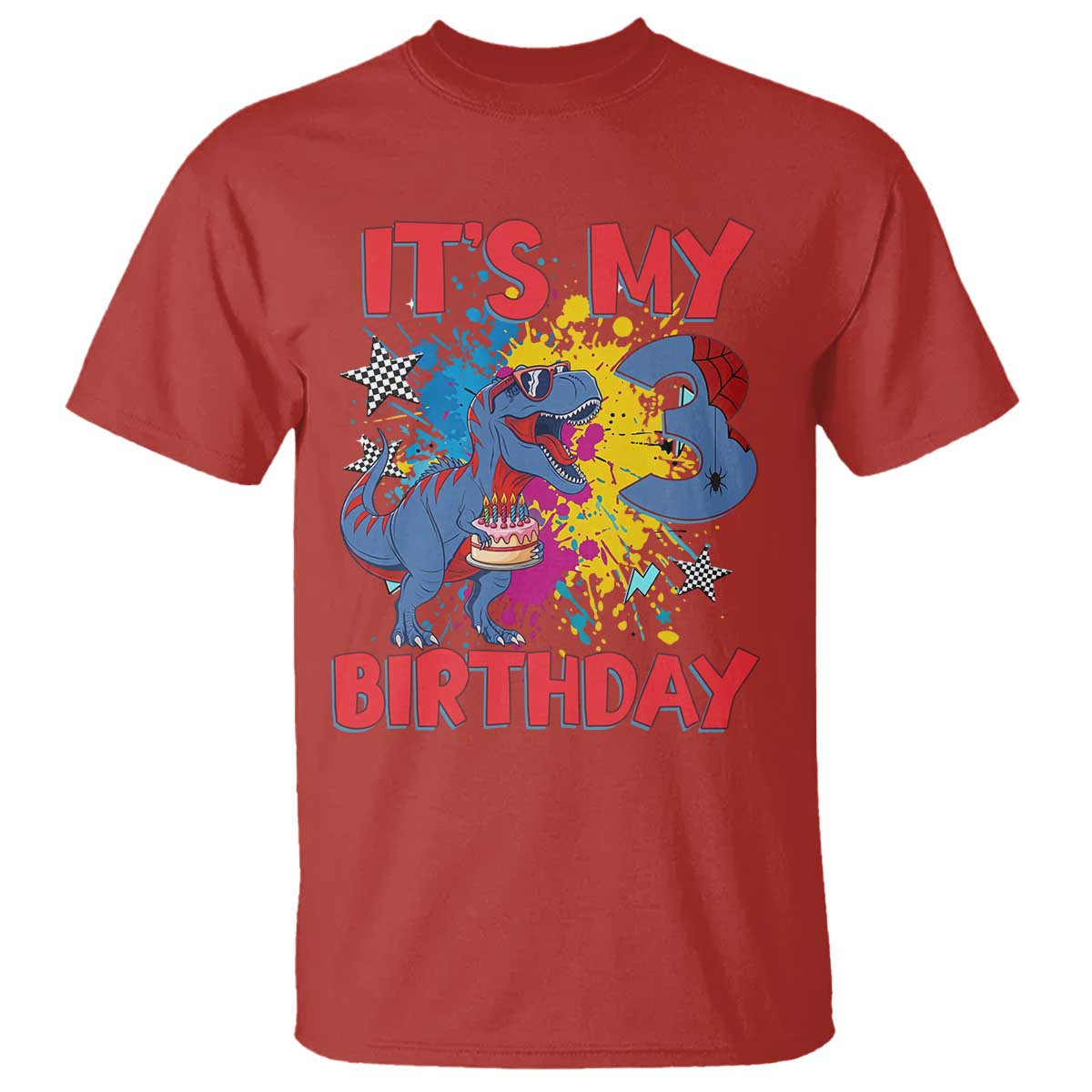 Dino Spider Its My 3rd Birthday T Shirt Dinosaur Gift For Boys