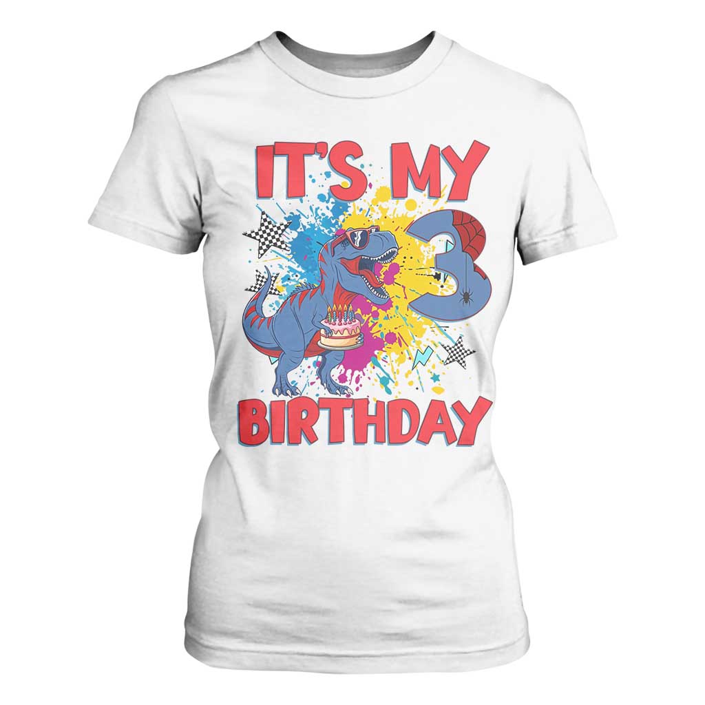 Dino Spider Its My 3rd Birthday T Shirt For Women Dinosaur Gift For Boys