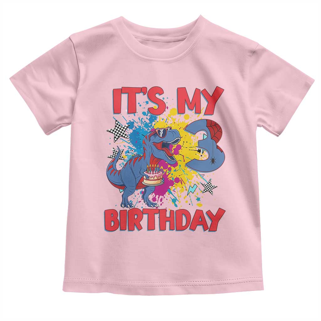 Dino Spider Its My 3rd Birthday Toddler T Shirt Dinosaur Gift For Boys