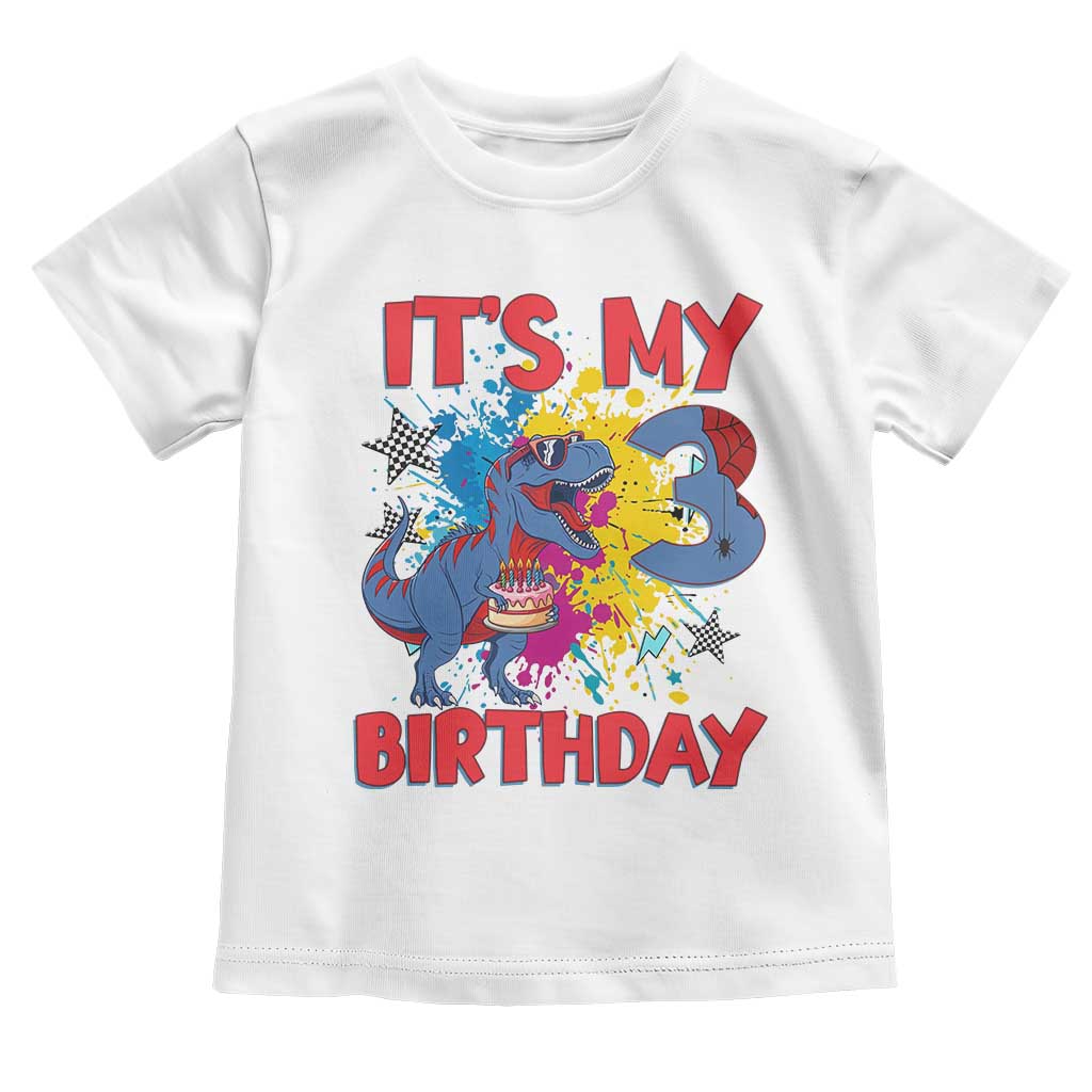 Dino Spider Its My 3rd Birthday Toddler T Shirt Dinosaur Gift For Boys