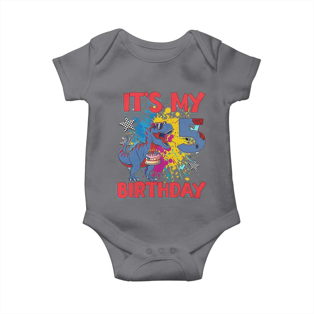 Dino Spider Its My 5th Birthday Baby Onesie Dinosaur Gift For Boys