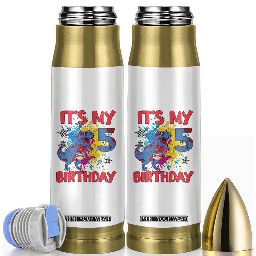 Dino Spider Its My 5th Birthday Bullet Tumbler Dinosaur Gift For Boys TS12 White Print Your Wear