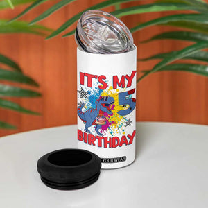 Dino Spider Its My 5th Birthday 4 in 1 Can Cooler Tumbler Dinosaur Gift For Boys TS12 Print Your Wear
