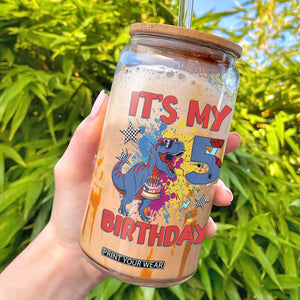 Dino Spider Its My 5th Birthday Glass Can Dinosaur Gift For Boys TS12 White Print Your Wear