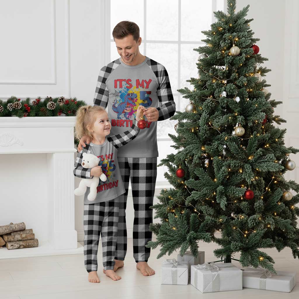 Dino Spider Its My 5th Birthday Plaid Pajama Set Dinosaur Gift For Boys