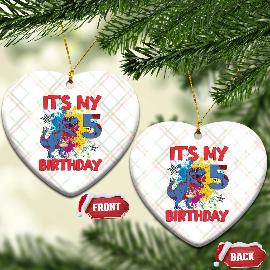 Dino Spider Its My 5th Birthday Ceramic Ornament Dinosaur Gift For Boys