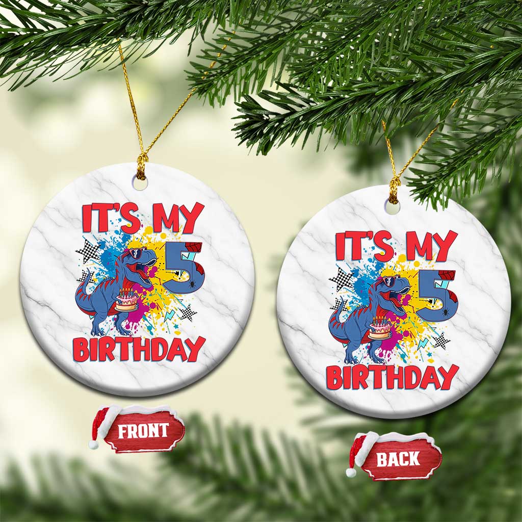 Dino Spider Its My 5th Birthday Ceramic Ornament Dinosaur Gift For Boys