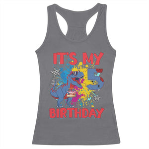 Dino Spider Its My 5th Birthday Racerback Tank Top Dinosaur Gift For Boys