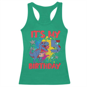 Dino Spider Its My 5th Birthday Racerback Tank Top Dinosaur Gift For Boys