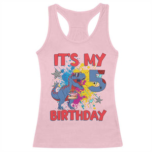 Dino Spider Its My 5th Birthday Racerback Tank Top Dinosaur Gift For Boys