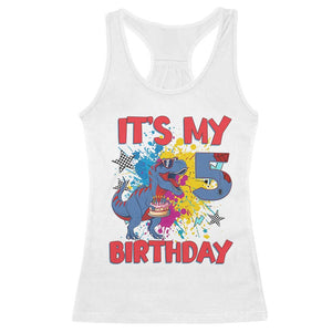 Dino Spider Its My 5th Birthday Racerback Tank Top Dinosaur Gift For Boys