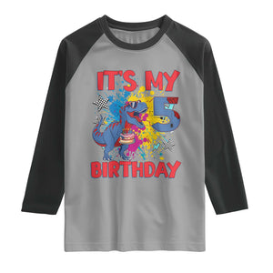 Dino Spider Its My 5th Birthday Raglan Shirt Dinosaur Gift For Boys