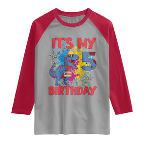 Dino Spider Its My 5th Birthday Raglan Shirt Dinosaur Gift For Boys