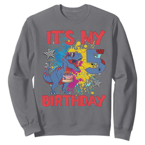 Dino Spider Its My 5th Birthday Sweatshirt Dinosaur Gift For Boys