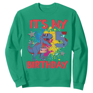 Dino Spider Its My 5th Birthday Sweatshirt Dinosaur Gift For Boys