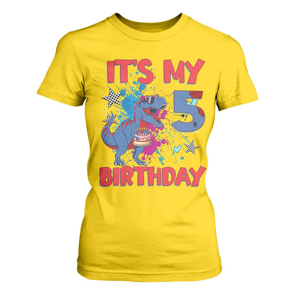 Dino Spider Its My 5th Birthday T Shirt For Women Dinosaur Gift For Boys