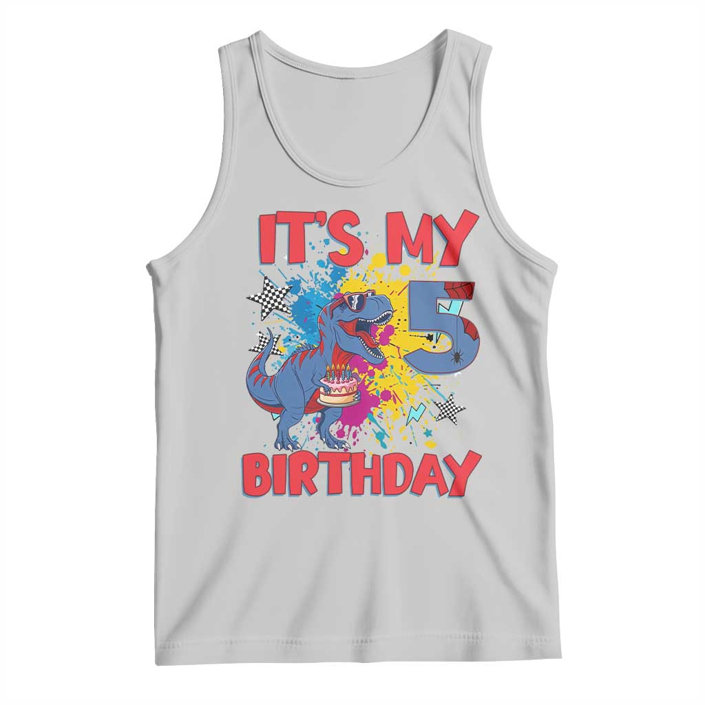 Dino Spider Its My 5th Birthday Tank Top Dinosaur Gift For Boys