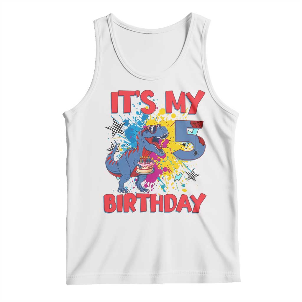 Dino Spider Its My 5th Birthday Tank Top Dinosaur Gift For Boys