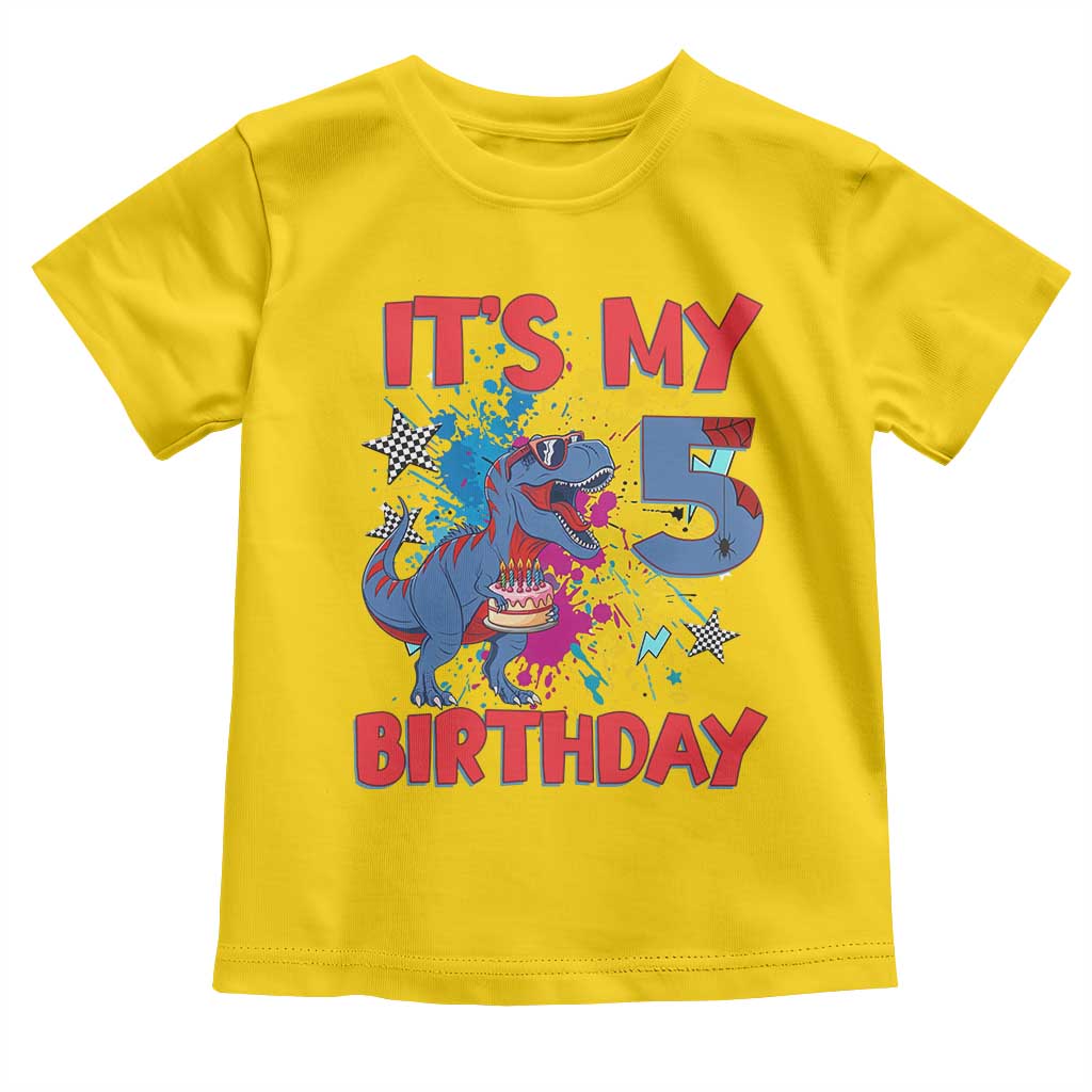 Dino Spider Its My 5th Birthday Toddler T Shirt Dinosaur Gift For Boys