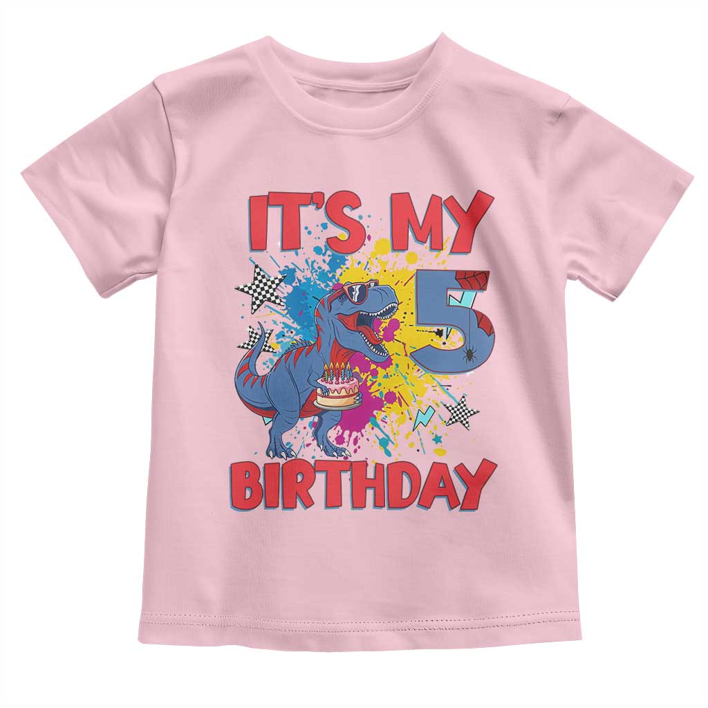 Dino Spider Its My 5th Birthday Toddler T Shirt Dinosaur Gift For Boys