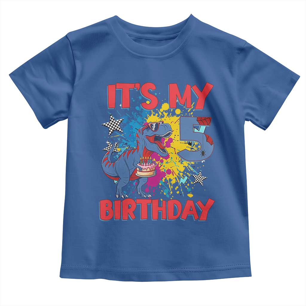 Dino Spider Its My 5th Birthday Toddler T Shirt Dinosaur Gift For Boys