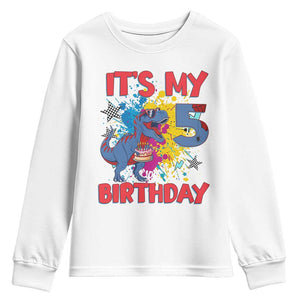 Dino Spider Its My 5th Birthday Youth Sweatshirt Dinosaur Gift For Boys
