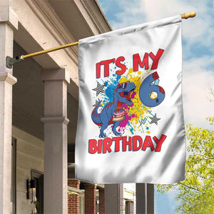 Dino Spider Its My 6th Birthday Garden Flag Dinosaur Gift For Boys