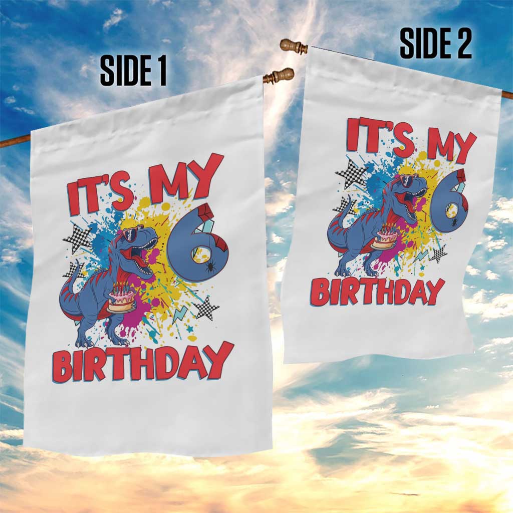 Dino Spider Its My 6th Birthday Garden Flag Dinosaur Gift For Boys