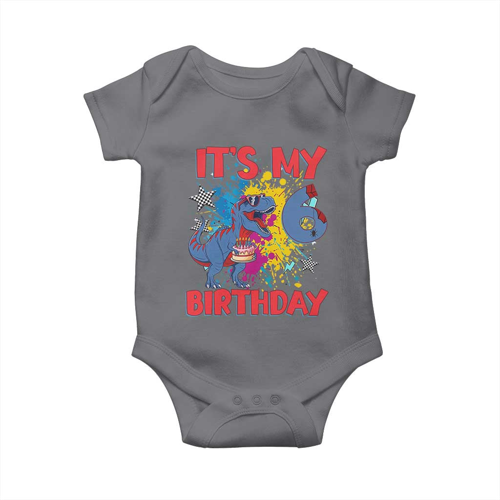 Dino Spider Its My 6th Birthday Baby Onesie Dinosaur Gift For Boys