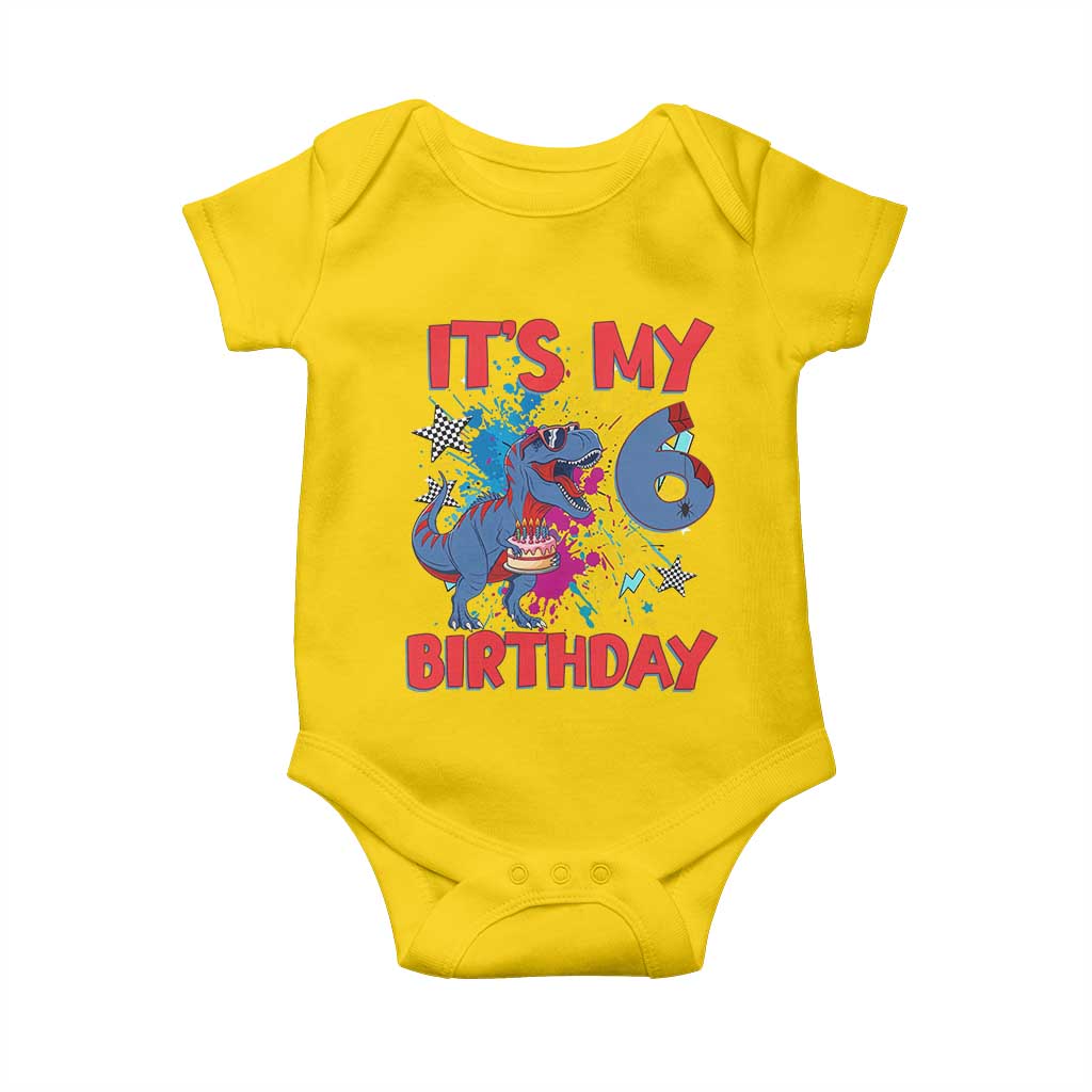 Dino Spider Its My 6th Birthday Baby Onesie Dinosaur Gift For Boys
