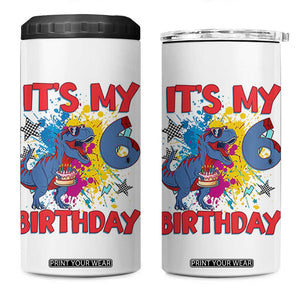 Dino Spider Its My 6th Birthday 4 in 1 Can Cooler Tumbler Dinosaur Gift For Boys TS12 One Size: 16 oz White Print Your Wear