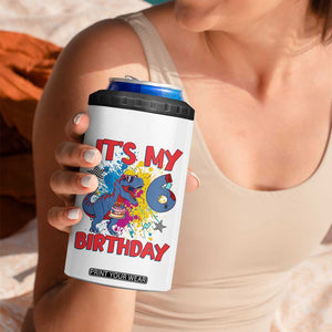 Dino Spider Its My 6th Birthday 4 in 1 Can Cooler Tumbler Dinosaur Gift For Boys TS12 Print Your Wear