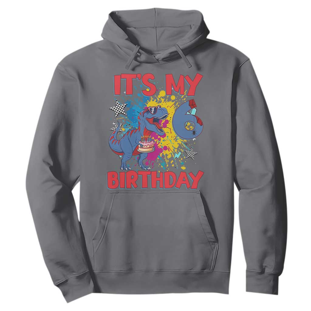 Dino Spider Its My 6th Birthday Hoodie Dinosaur Gift For Boys