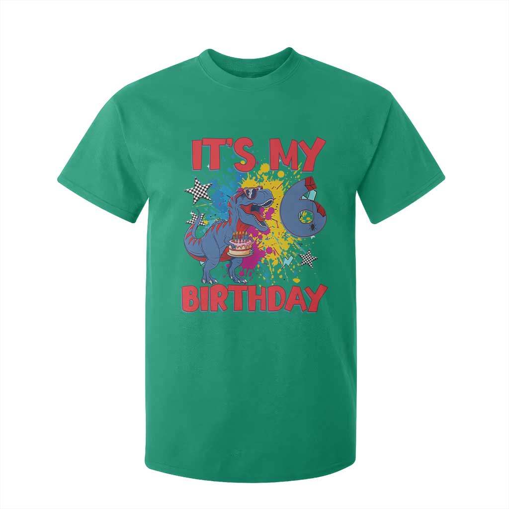 Dino Spider Its My 6th Birthday T Shirt For Kid Dinosaur Gift For Boys